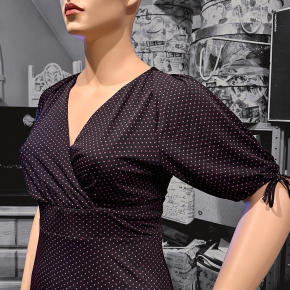 Igigi Polka Dot Dress Plus Size 18/20 Pink Dots on Black, Short Sleeves Country - Picture 9 of 15